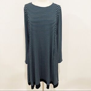 Lisa Bayne Striped Lagenlook Artsy Dress Long Sleeve Large